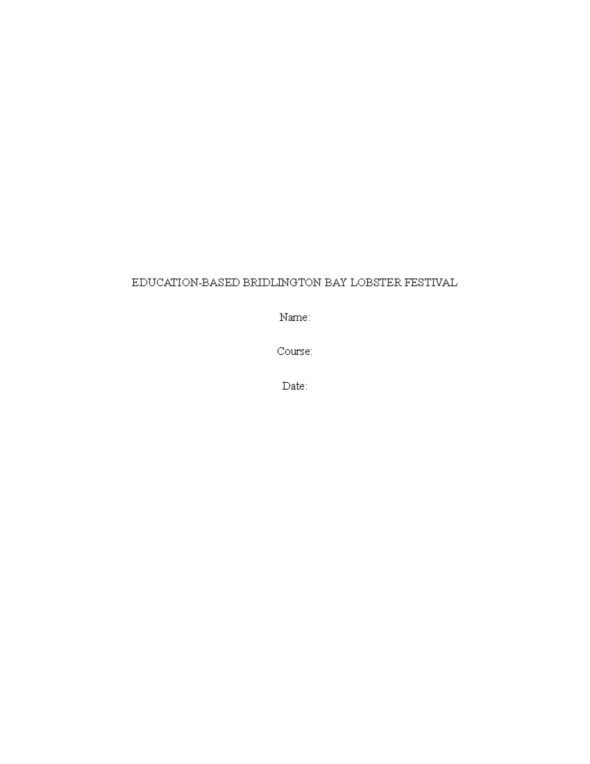 HFIG service marketing - EDUCATION-BASED BRIDLINGTON BAY LOBSTER ...