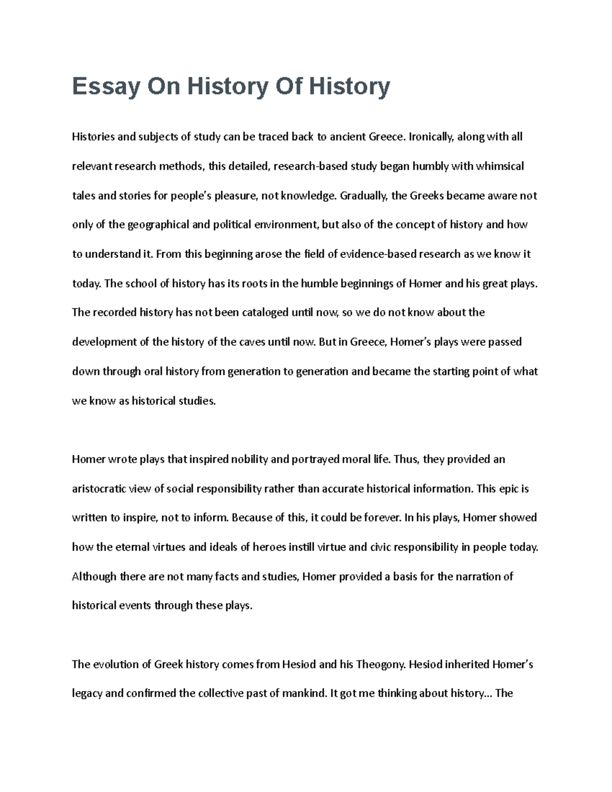 Essay On History Of History - Essay On History Of History Histories and ...