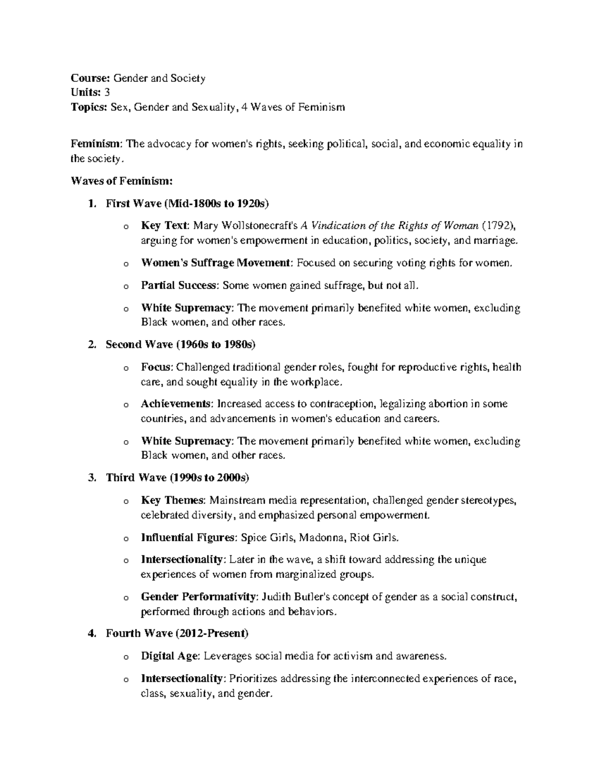 Gender AND Society Introduction - Course: Gender and Society Units: 3 ...