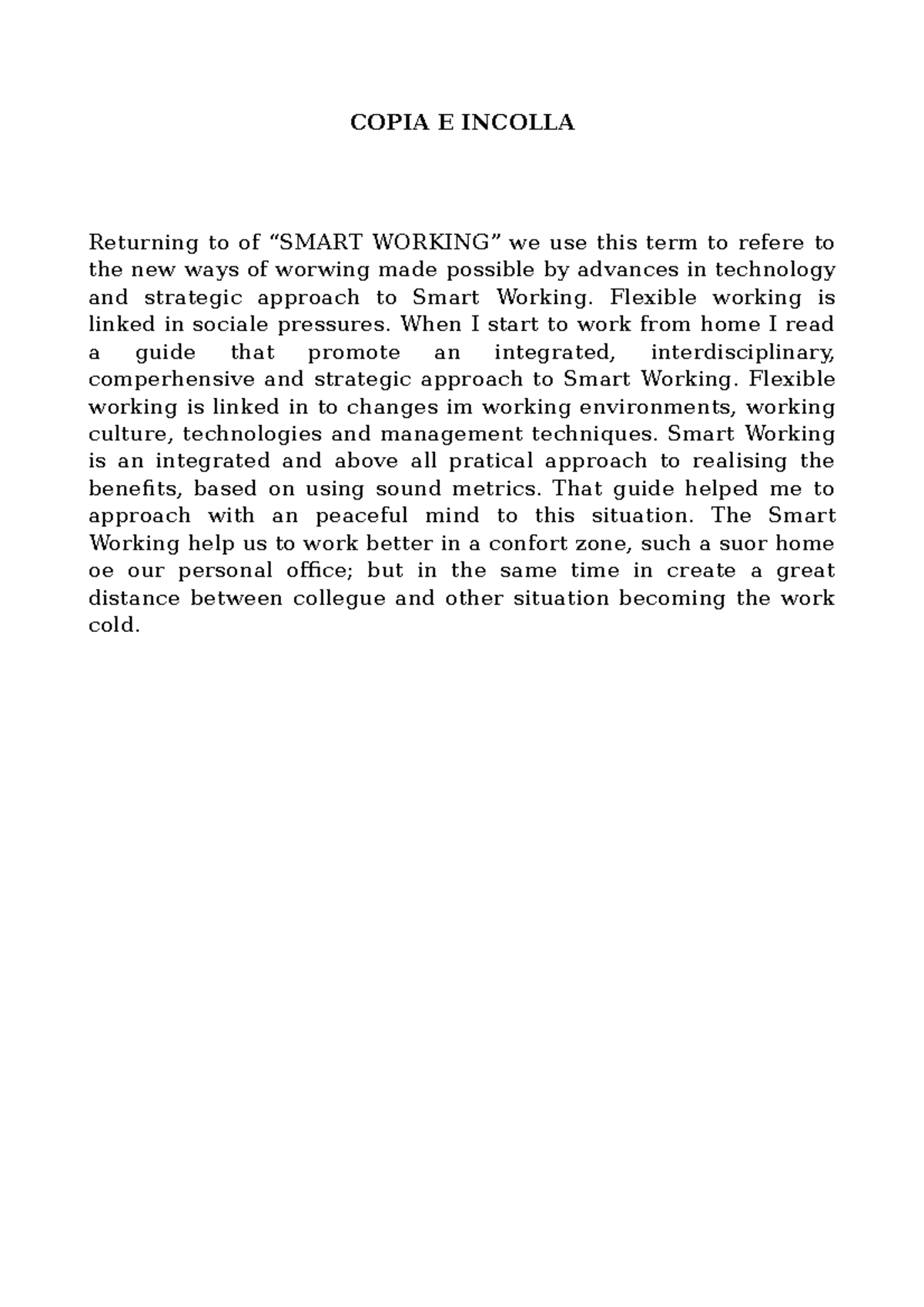 3 copia e incolla TASK ONE COPIA E INCOLLA Returning to of “SMART