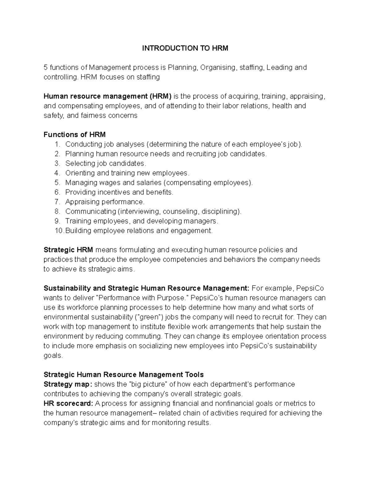 human-resource-management-notes-introduction-to-hrm-5-functions-of