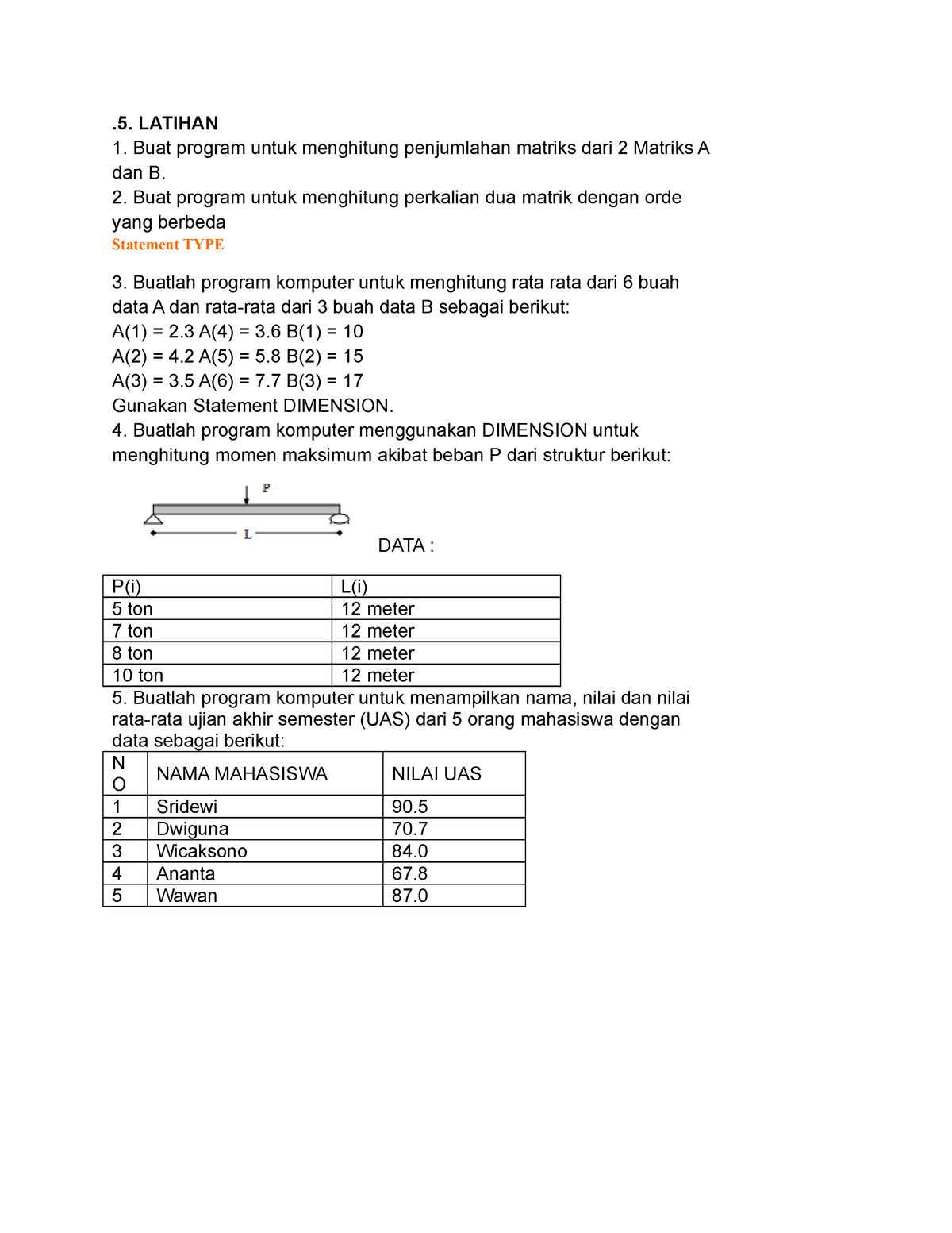 Latihan 5 - Catatan - .5. LATIHAN Buat Program Untuk Menghitung ...