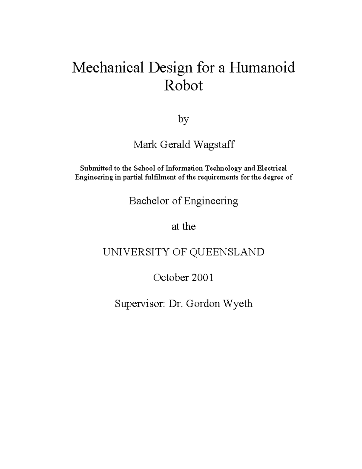 Thesis-Mechanical Humanoid design - Mechanical Design for a Humanoid ...