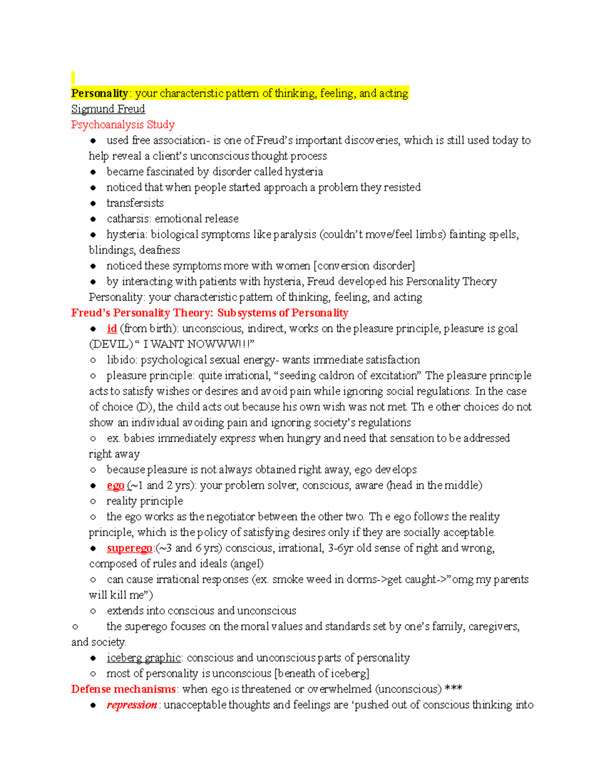 Personality notes - Personality: your characteristic pattern of ...