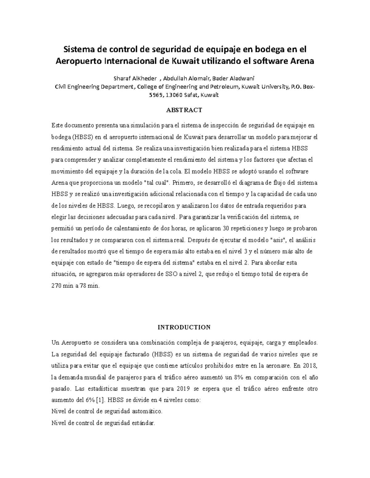 Hold baggage security screening system in Kuwait International Airport
