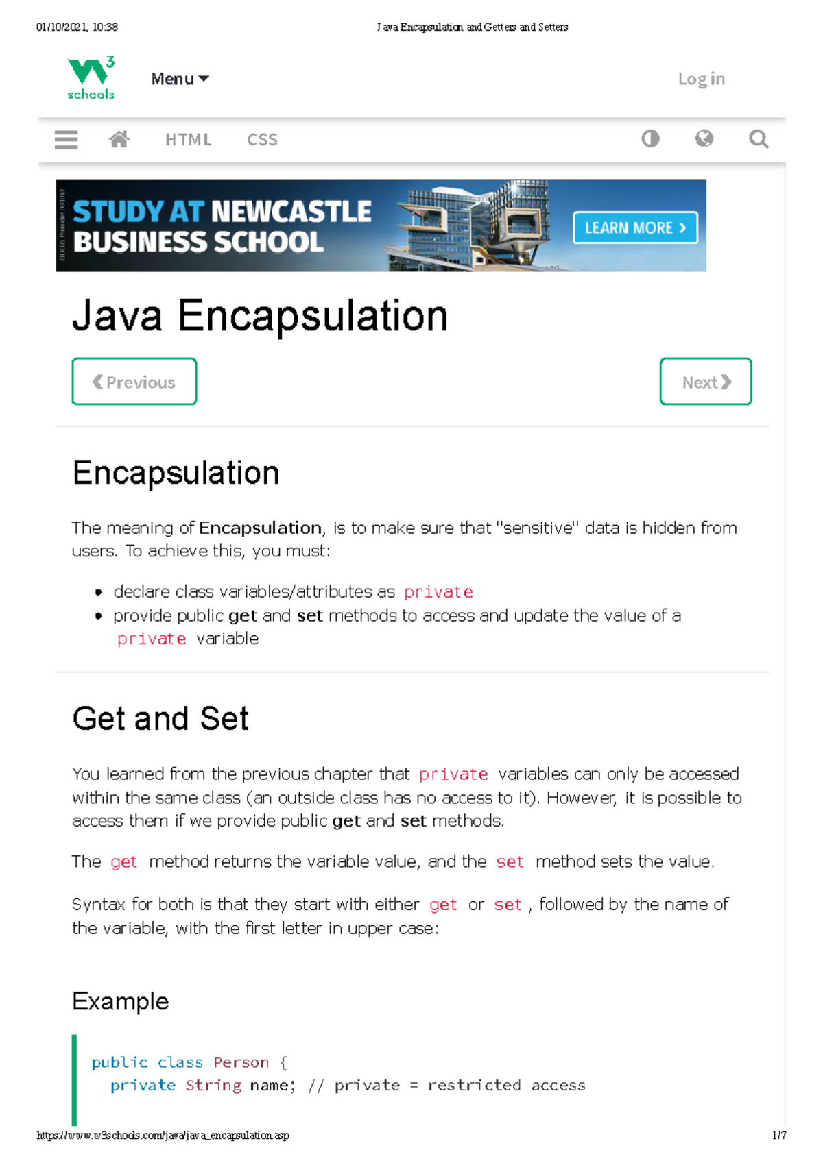 Java Encapsulation and Getters and Setters - CS2030 - NUS - Studocu