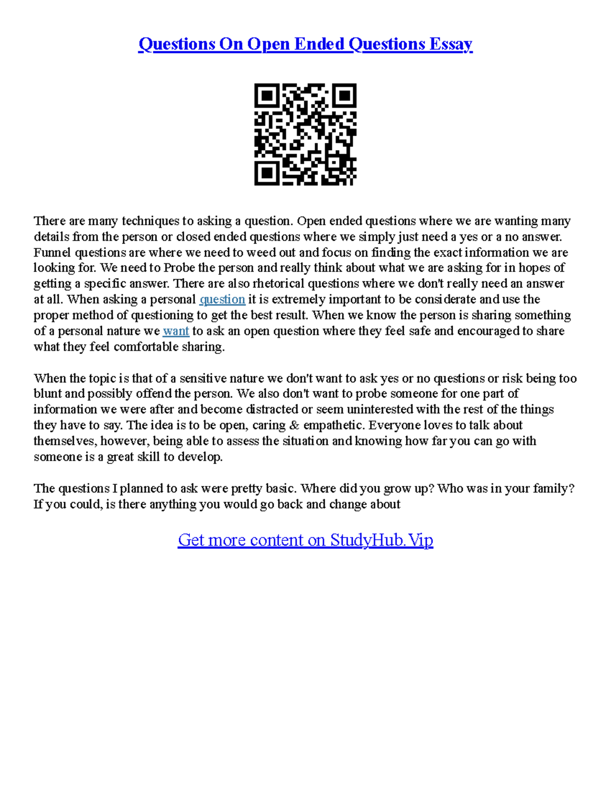 Ielts Essays With Answers - Questions On Open Ended Questions Essay ...