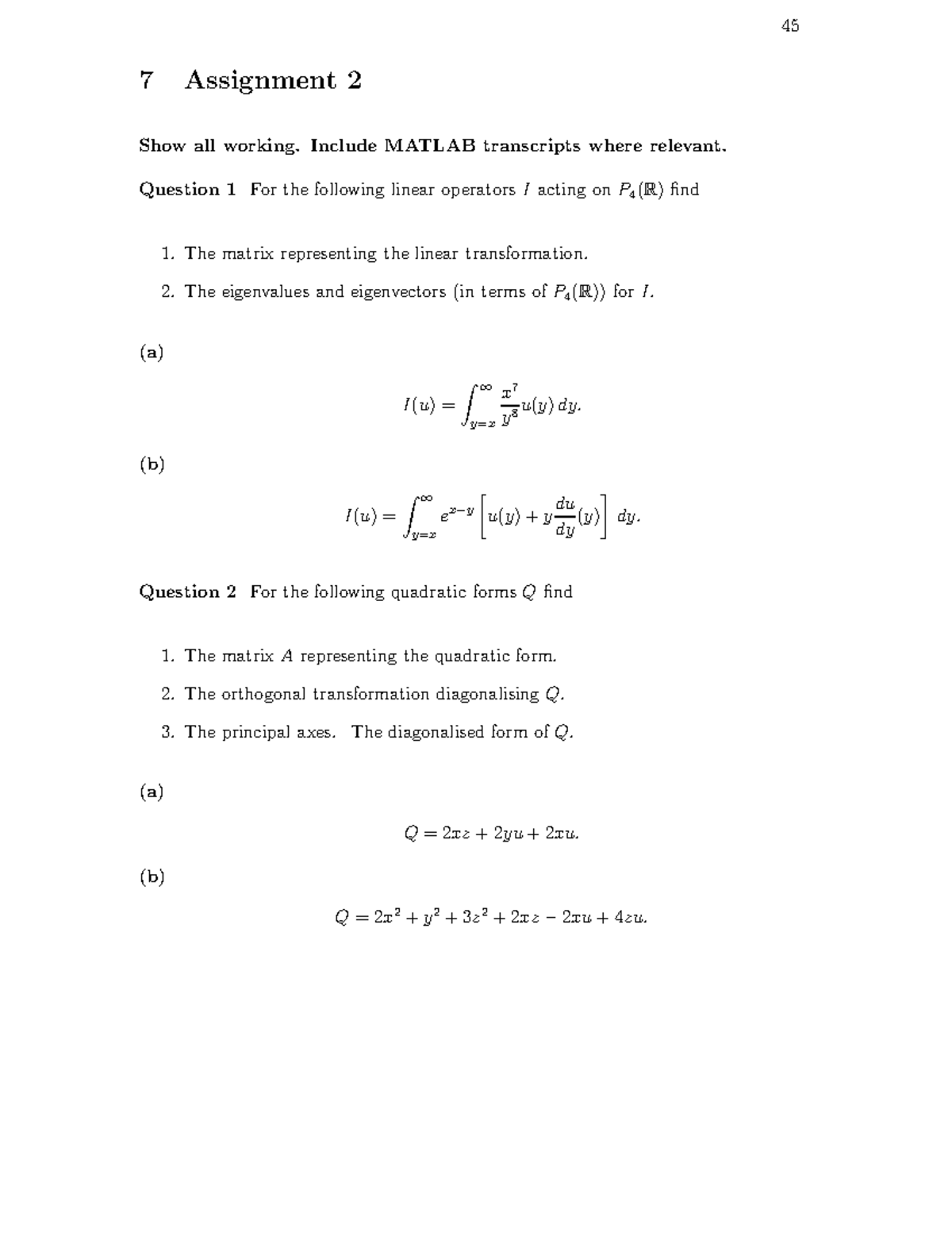AMTH246 Assignment 2 - 45 7 Assignment 2 Show all working. Include ...