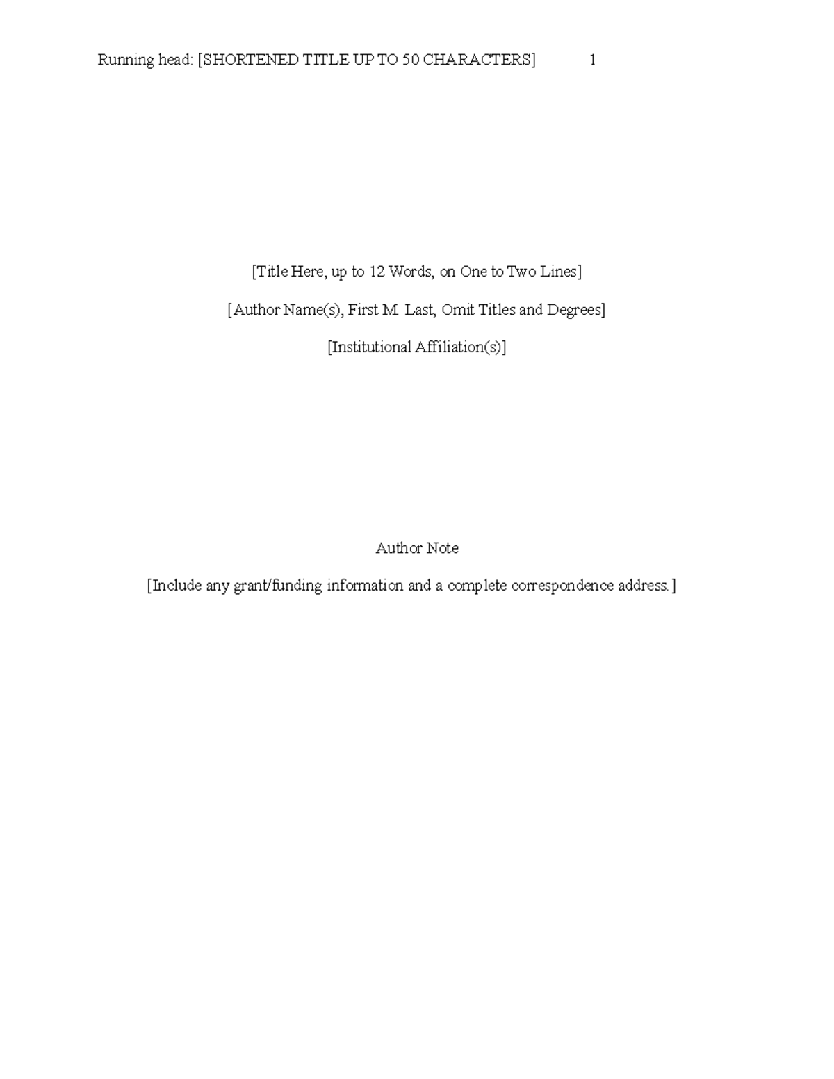 APA Document Template-Draft Copy 2 - Copy - Running head: [SHORTENED ...