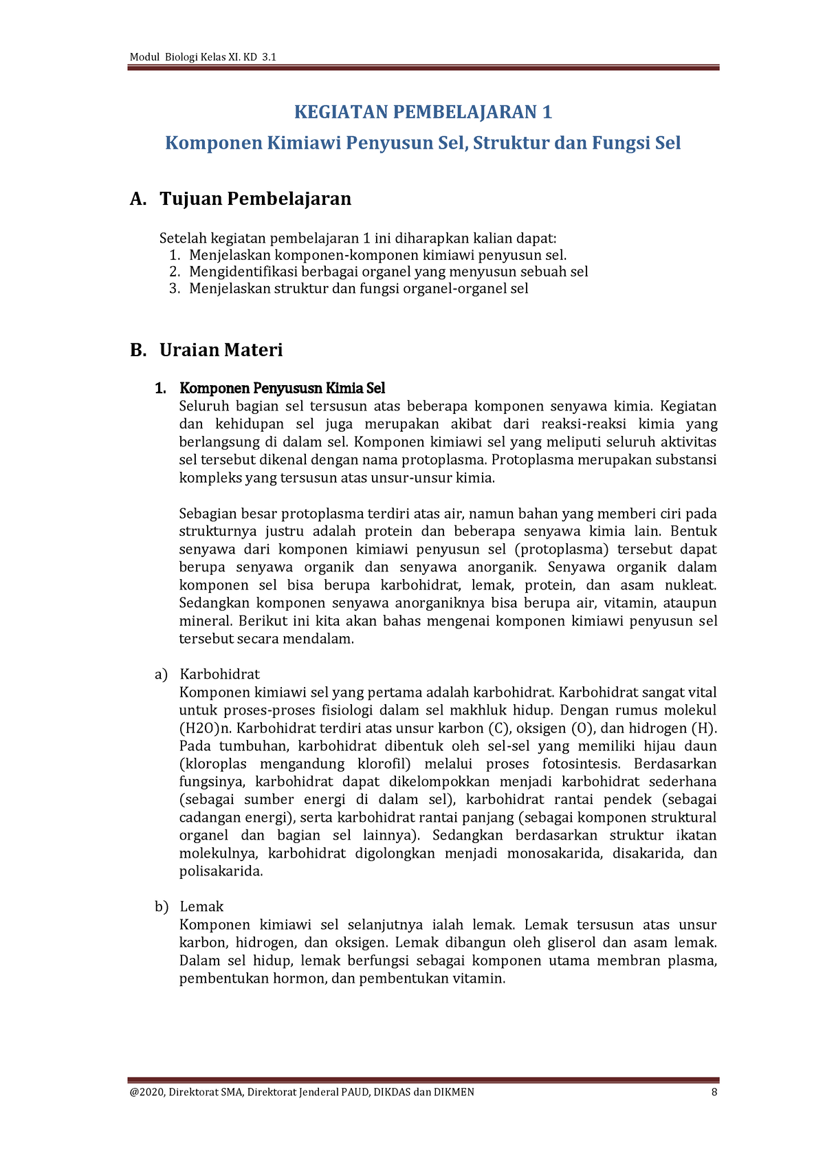 Biologi PDF-8 - Tugas - Modul Biologi Kelas XI. KD 3. @2020, Direktorat ...