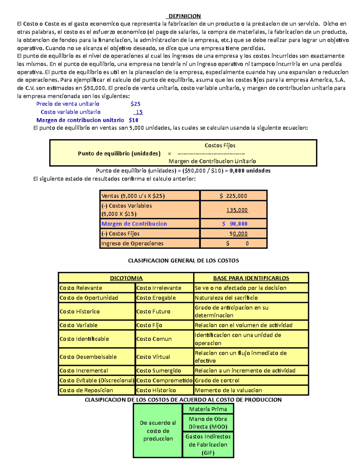 Costos - Resumen final 1 - DEFINICION El Costo o Coste es el gasto ...