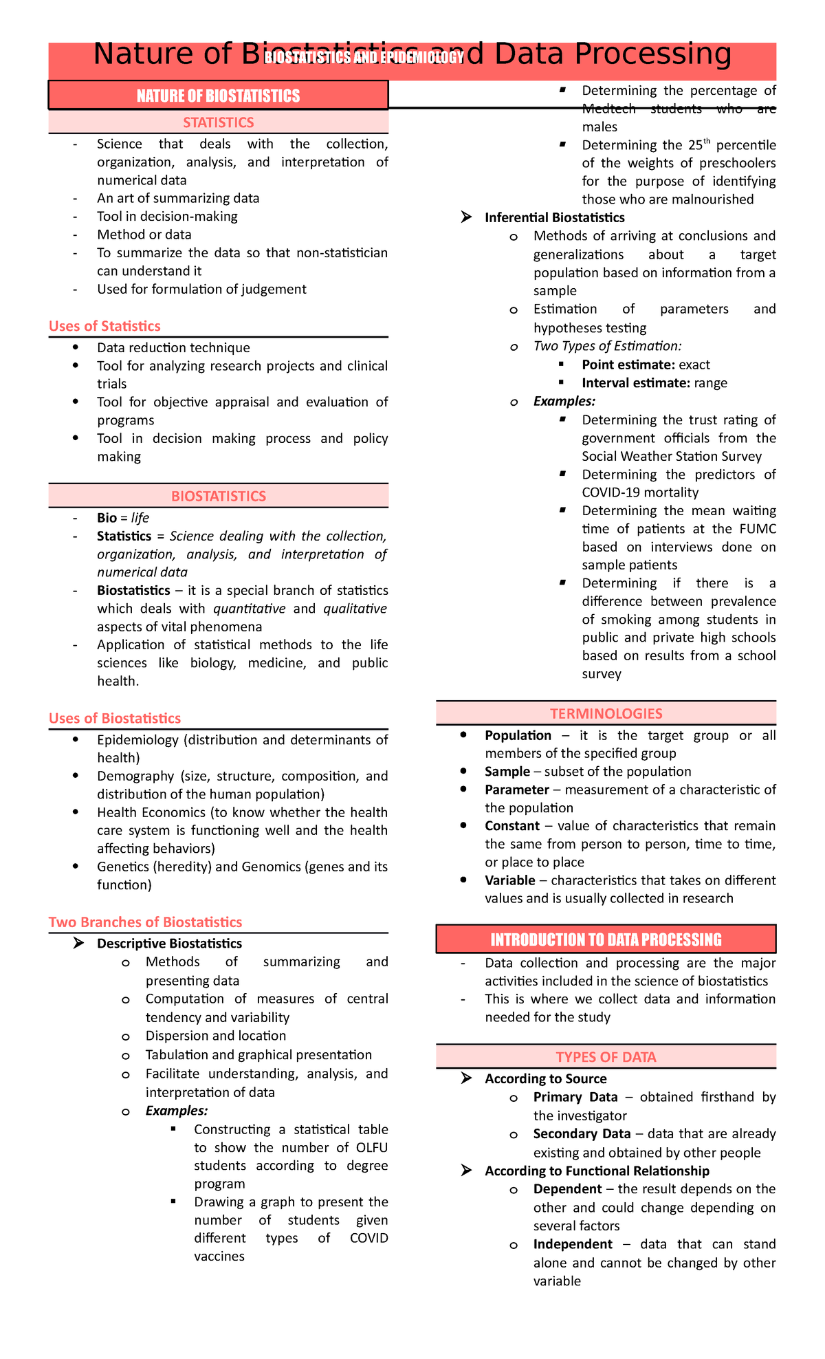 1. Nature of Biostatistics and Data Processing - STATISTICS Science ...