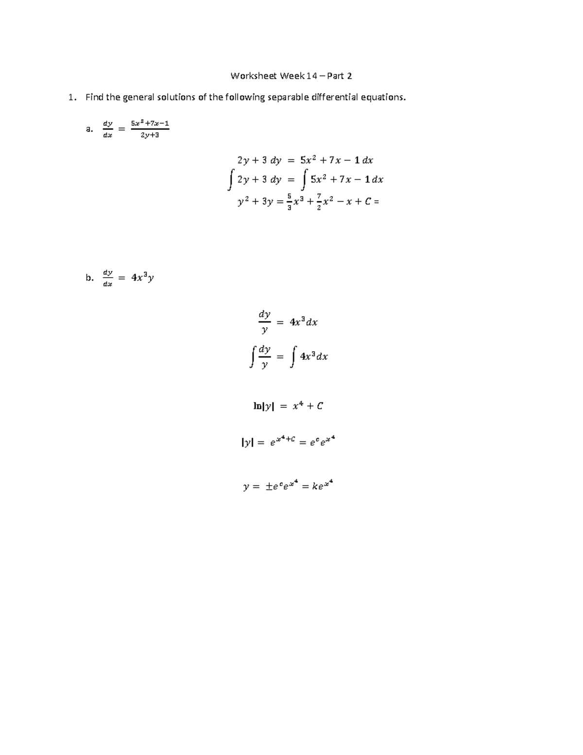 Worksheet - Week 14 - Day 2-solutions - Worksheet Week 14 – Part 2 Find ...