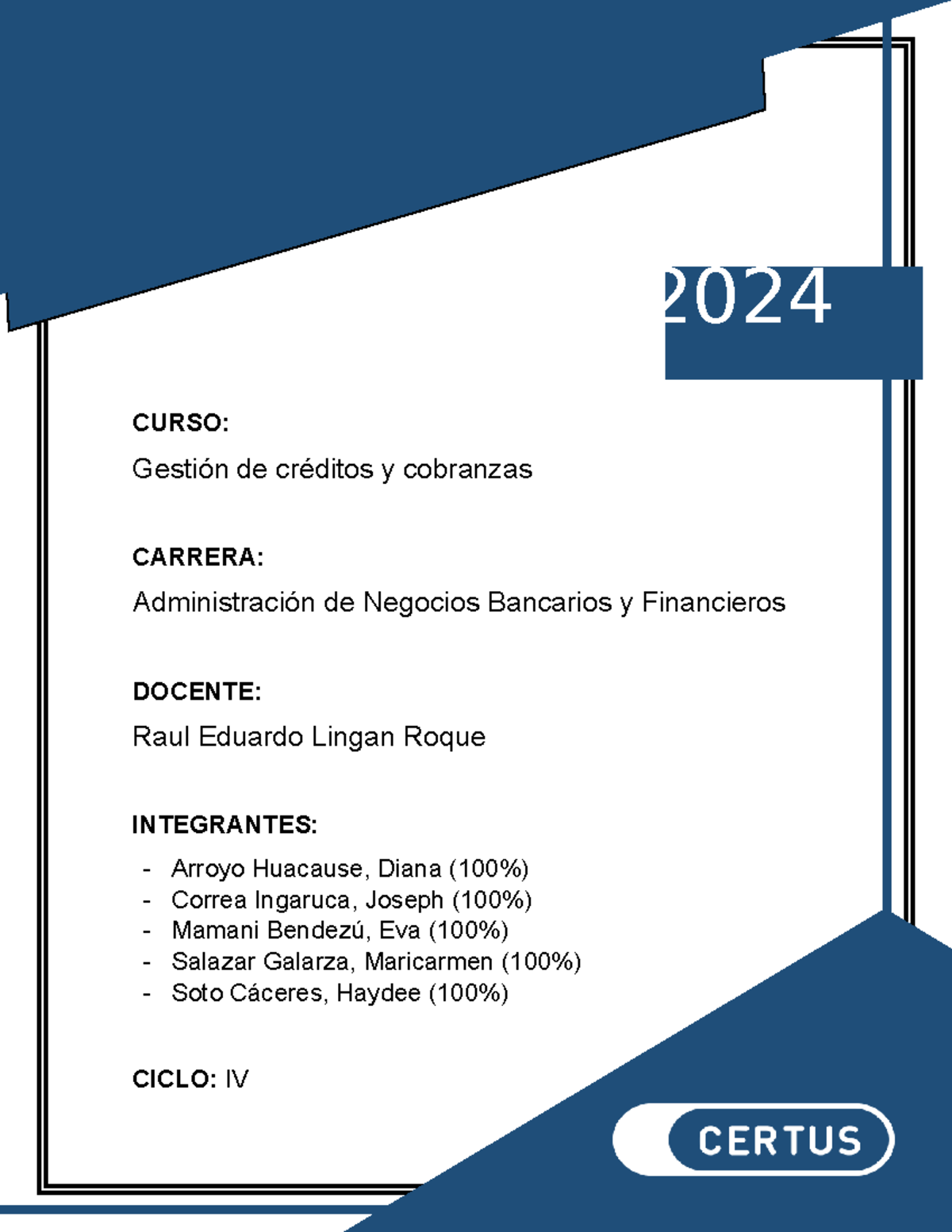 AA2 Gestion DE Creditos - CURSO: Gestión De Créditos Y Cobranzas ...