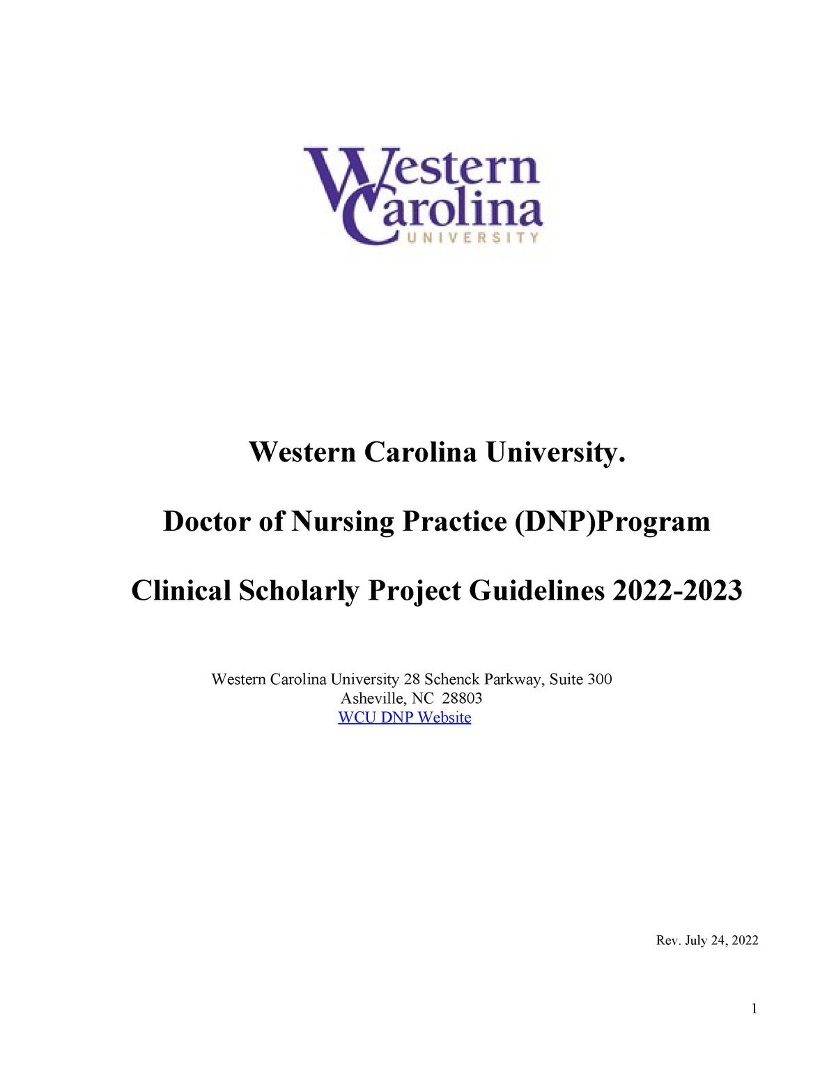 DNP Clinical Scholarly Project Guidelines 22 23 - Western Carolina ...