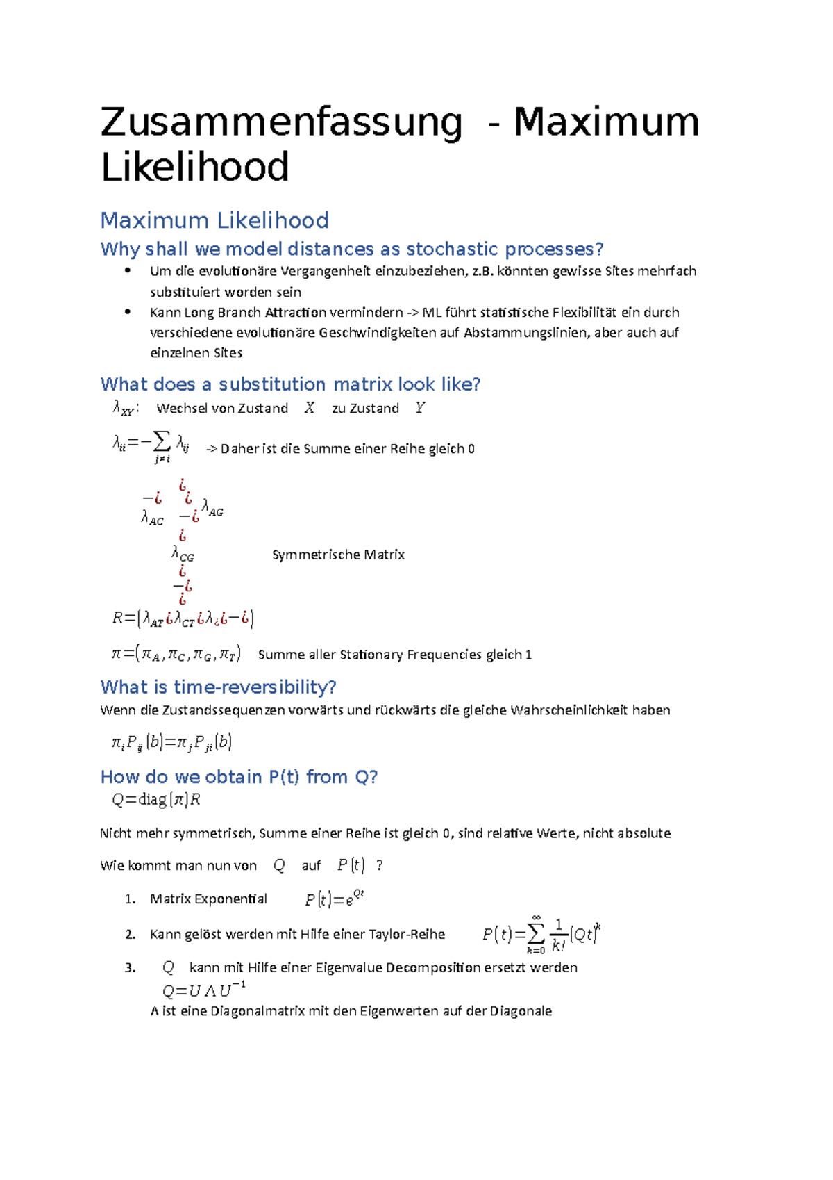 Vorlesung 8-9 - Maximum Likelihood - Zusammenfassung - Maximum ...