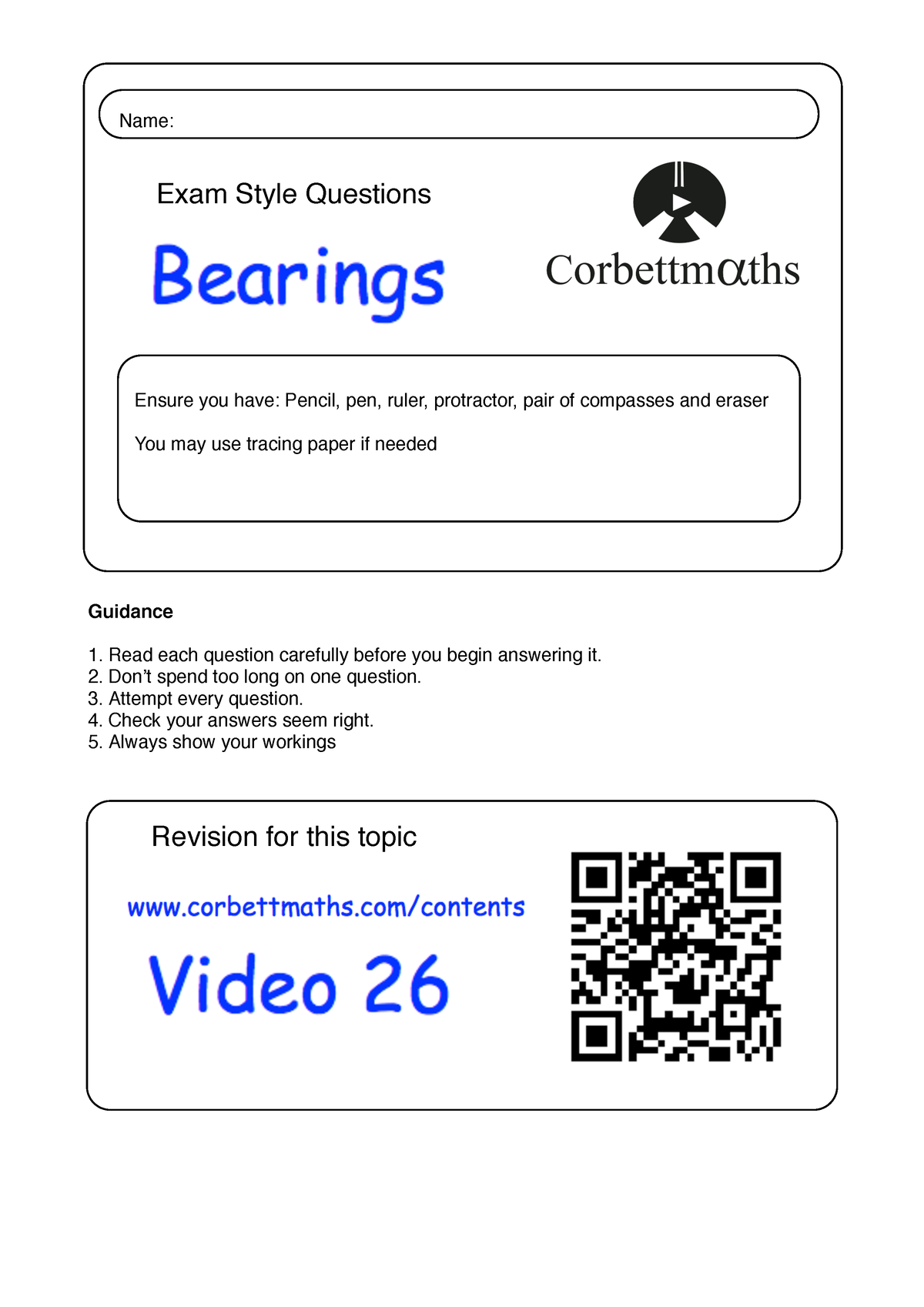 Bearings-pdf1 - Materials You Could Use For The Classroom - Name: Exam ...