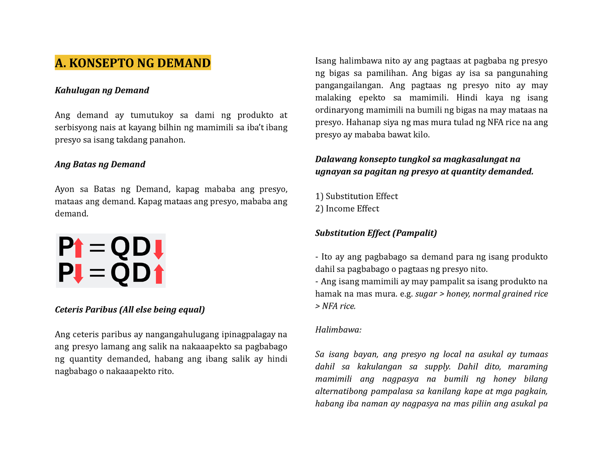 AP 9 - Konsepto Ng Demand At Mga Salik Na Nakakaapekto Sa Demand ...
