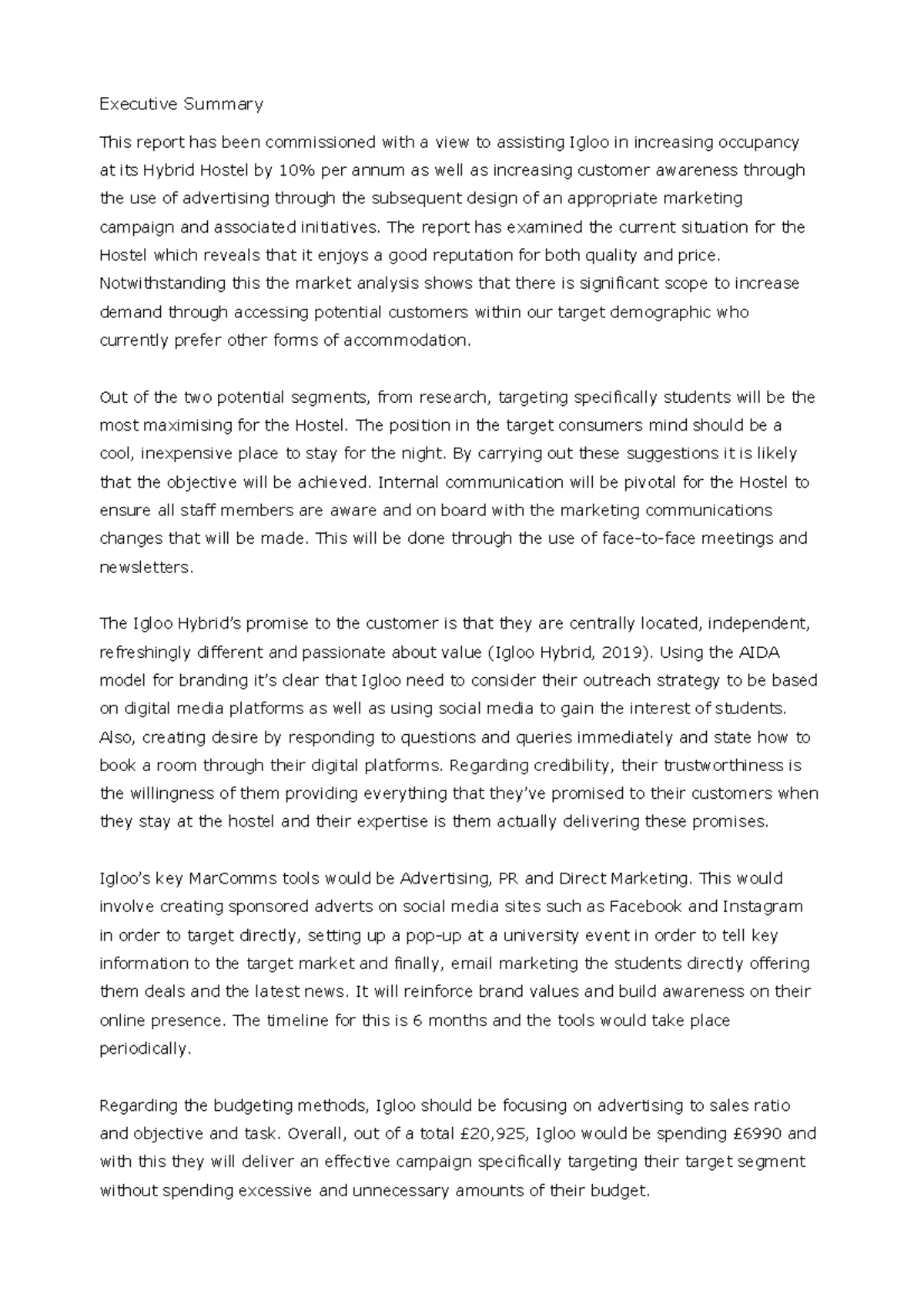 First (1) MID Example - Executive Summary This report has been ...