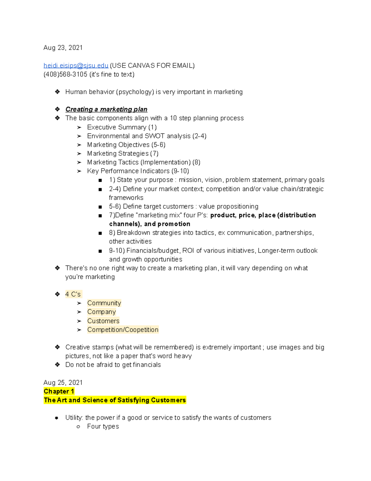 BUS2 130 Intro to Marketing Aug 23, 2021 heidisjsu (USE CANVAS FOR EMAIL) (408)5683105 (it’s