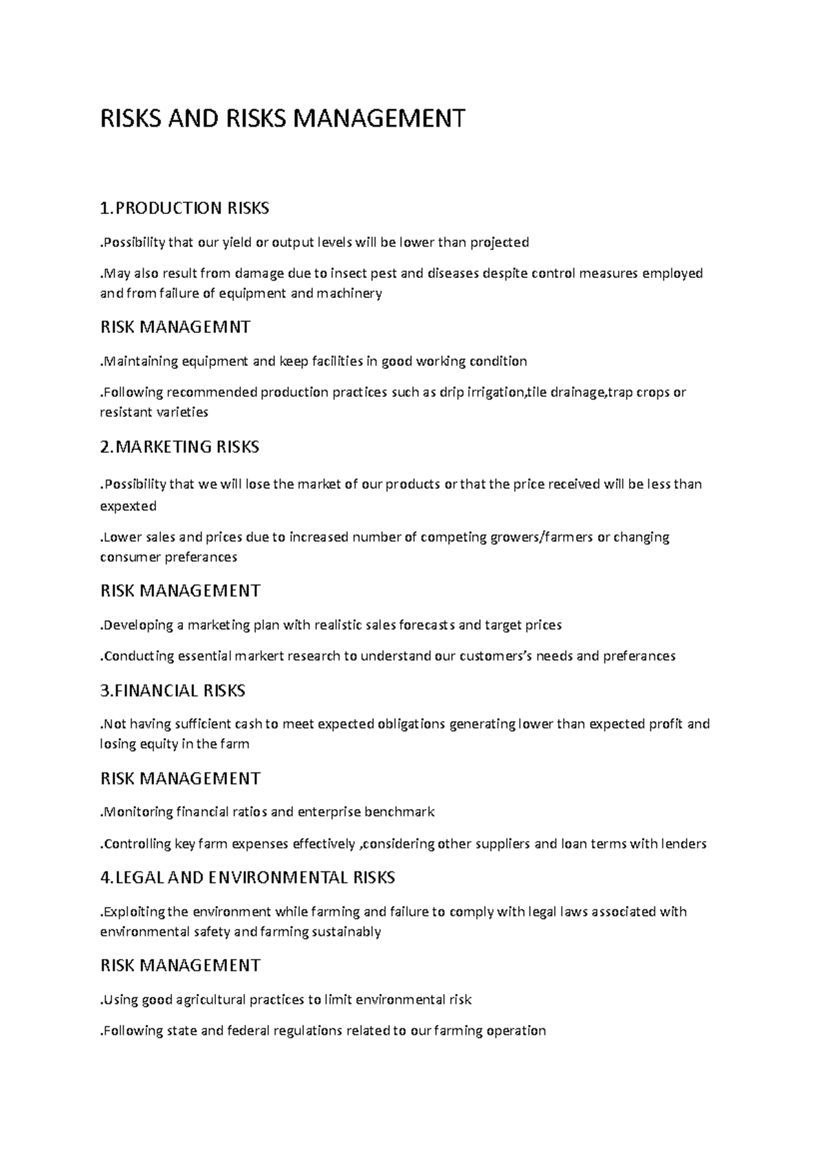 AIS BDO project - RISKS AND RISKS MANAGEMENT 1 RISKS .Possibility that ...