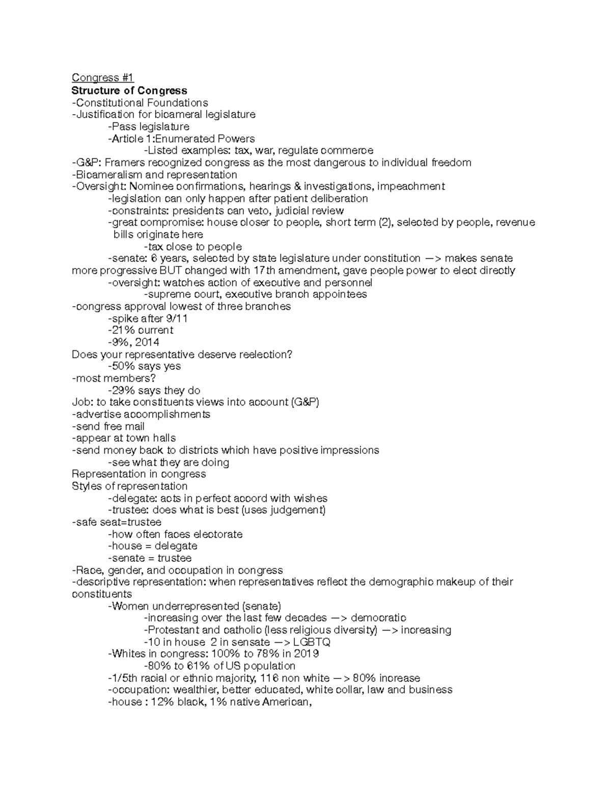 POSC 225 Exam 3 Notes - Congress # Structure Of Congress ...