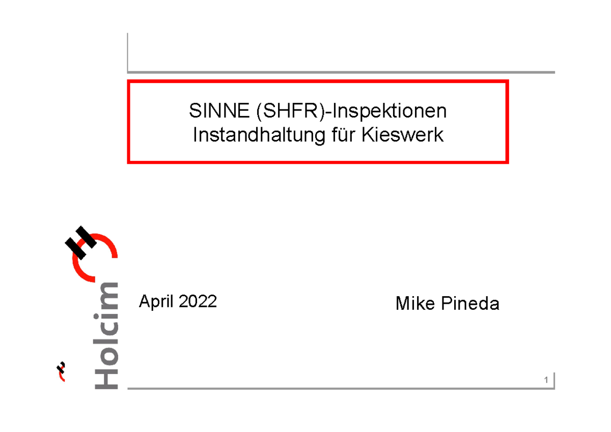 Voso - bases del mantenimiento - ####### 1 SINNE (SHFR)-Inspektionen ...