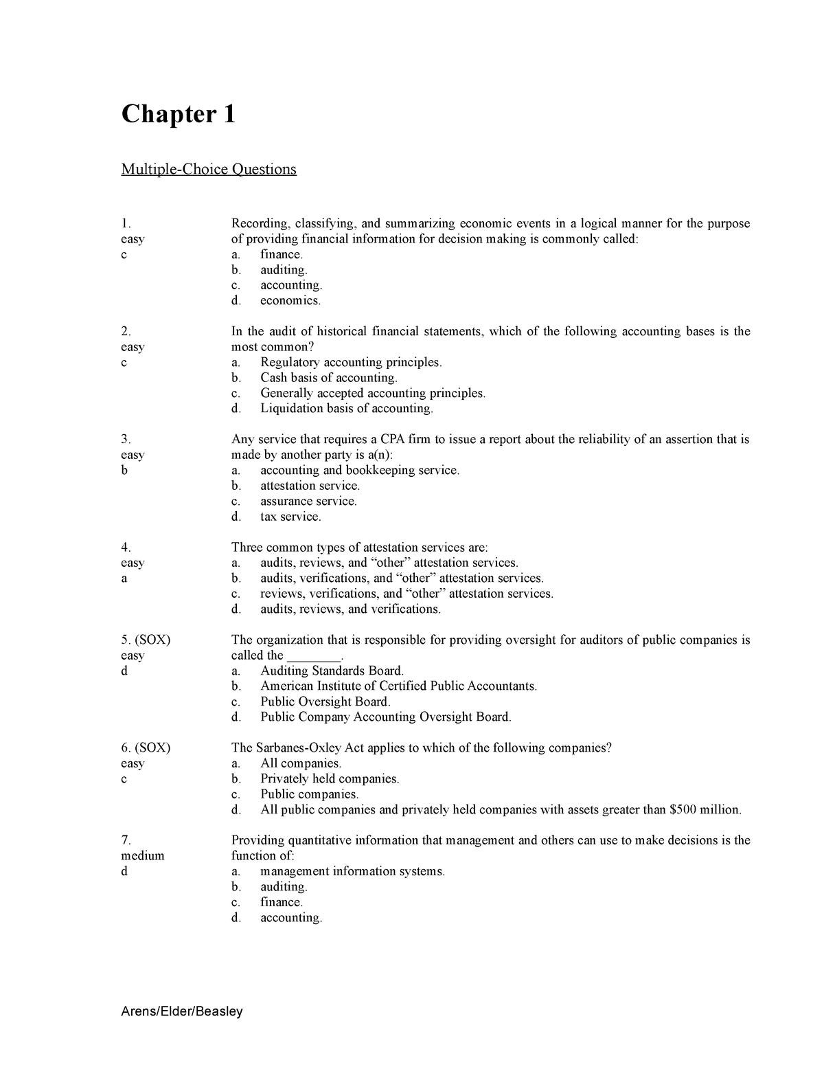 Chap 1 Final - Chapter 1 Multiple-Choice Questions 1. Easy Recording ...