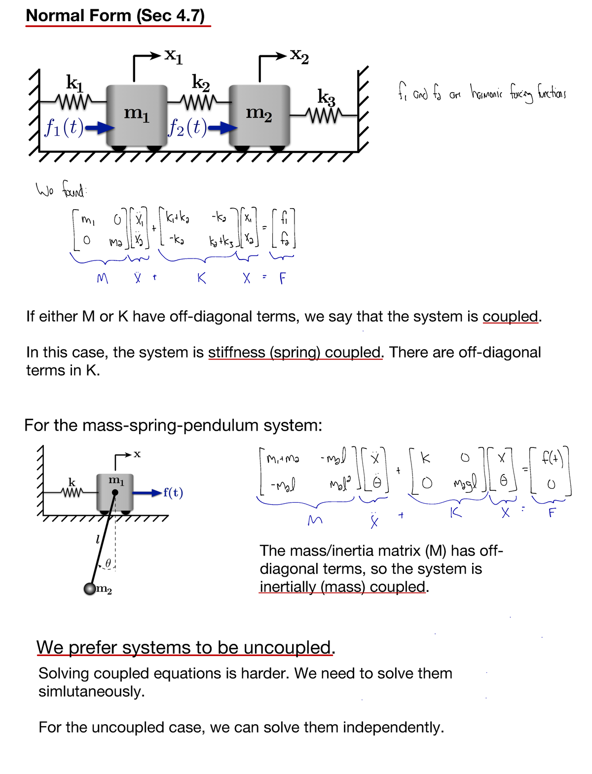MCHE485 042320 Decoupling Orthogonality - If either M or K have off ...