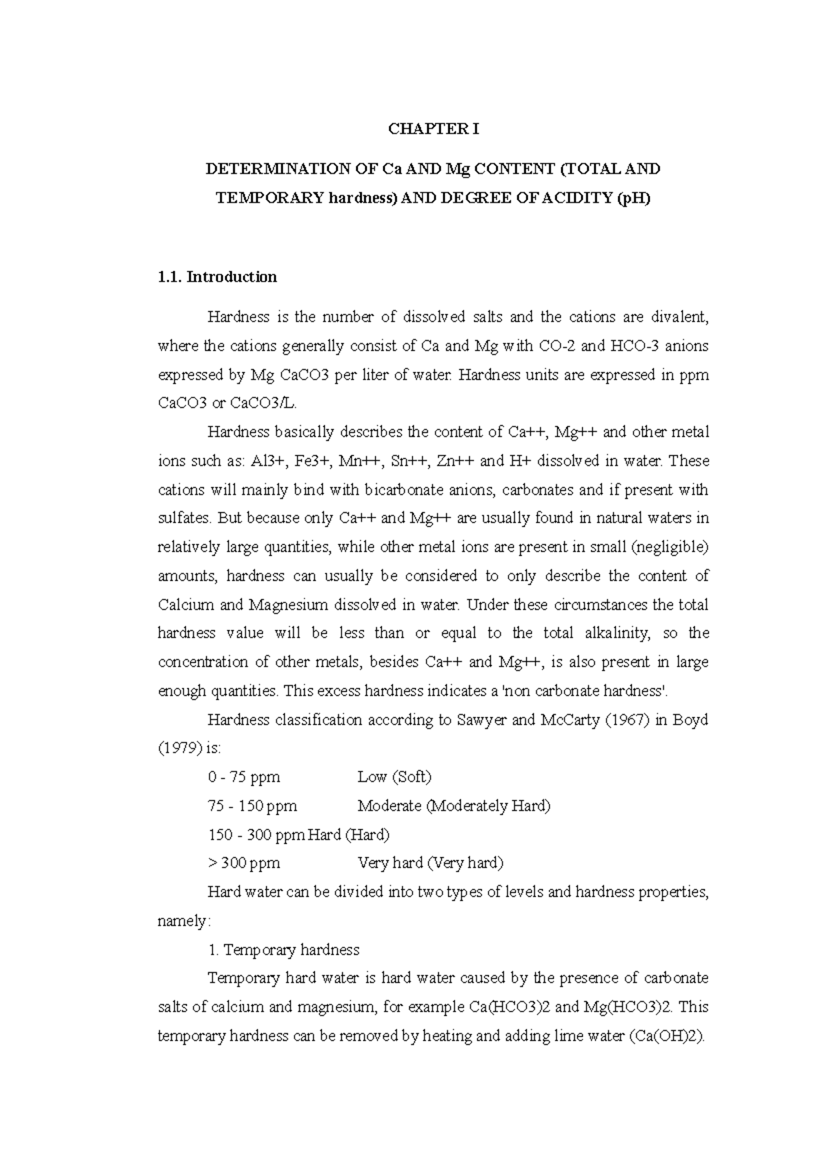 Titration Lab Report CHAPTER I DETERMINATION OF Ca AND Mg CONTENT