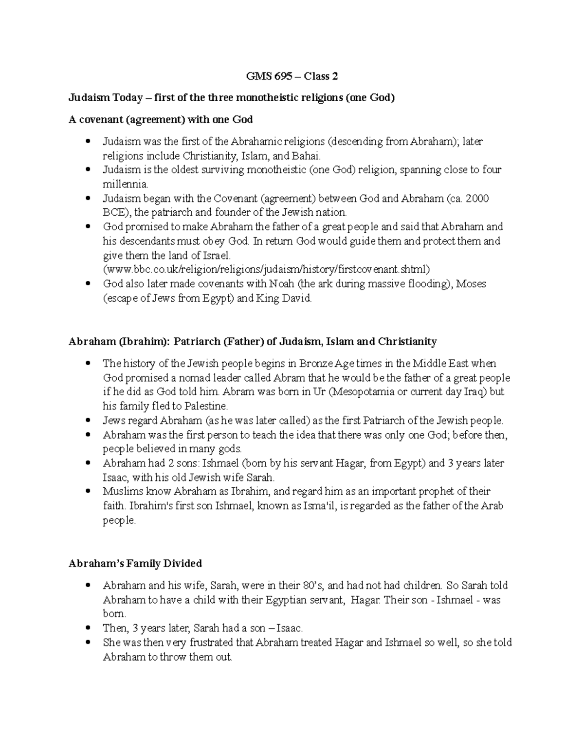 Class 2 - GMS 695 – Class 2 Judaism Today – first of the three ...
