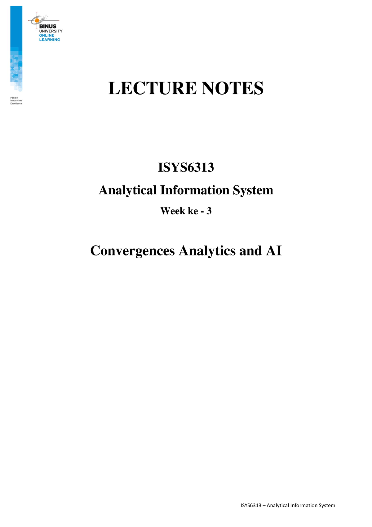 AIS - Analytical Information System Merged Lecture Note - LECTURE NOTES ...