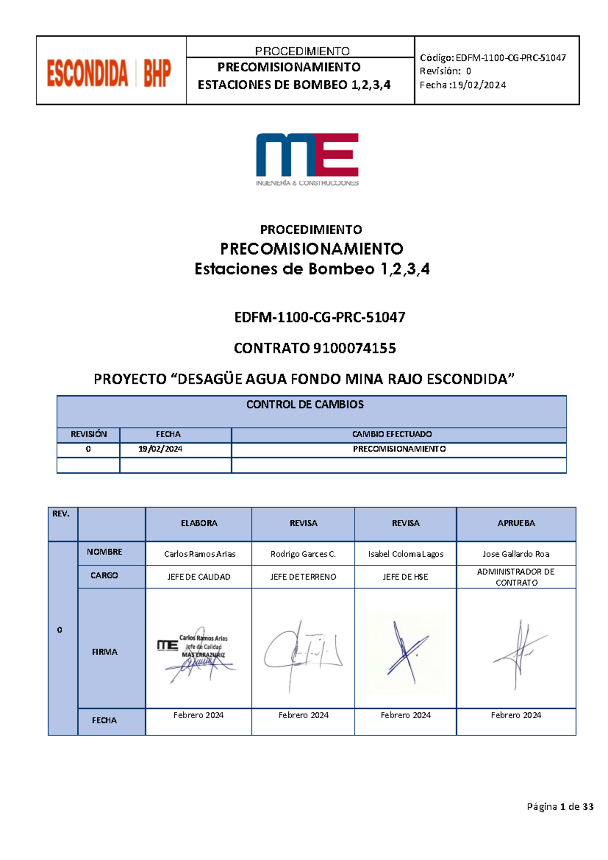 EDFM-1100-CG-PRC-51047 Procedimiento Precomisionamiento Rev - Código ...