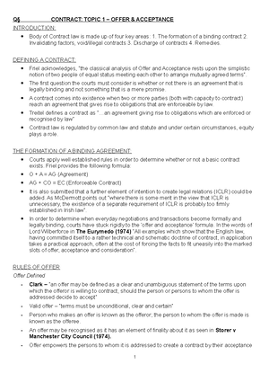 Contract Law Lecture Notes - Contract Law Book: Paul A. and James ...