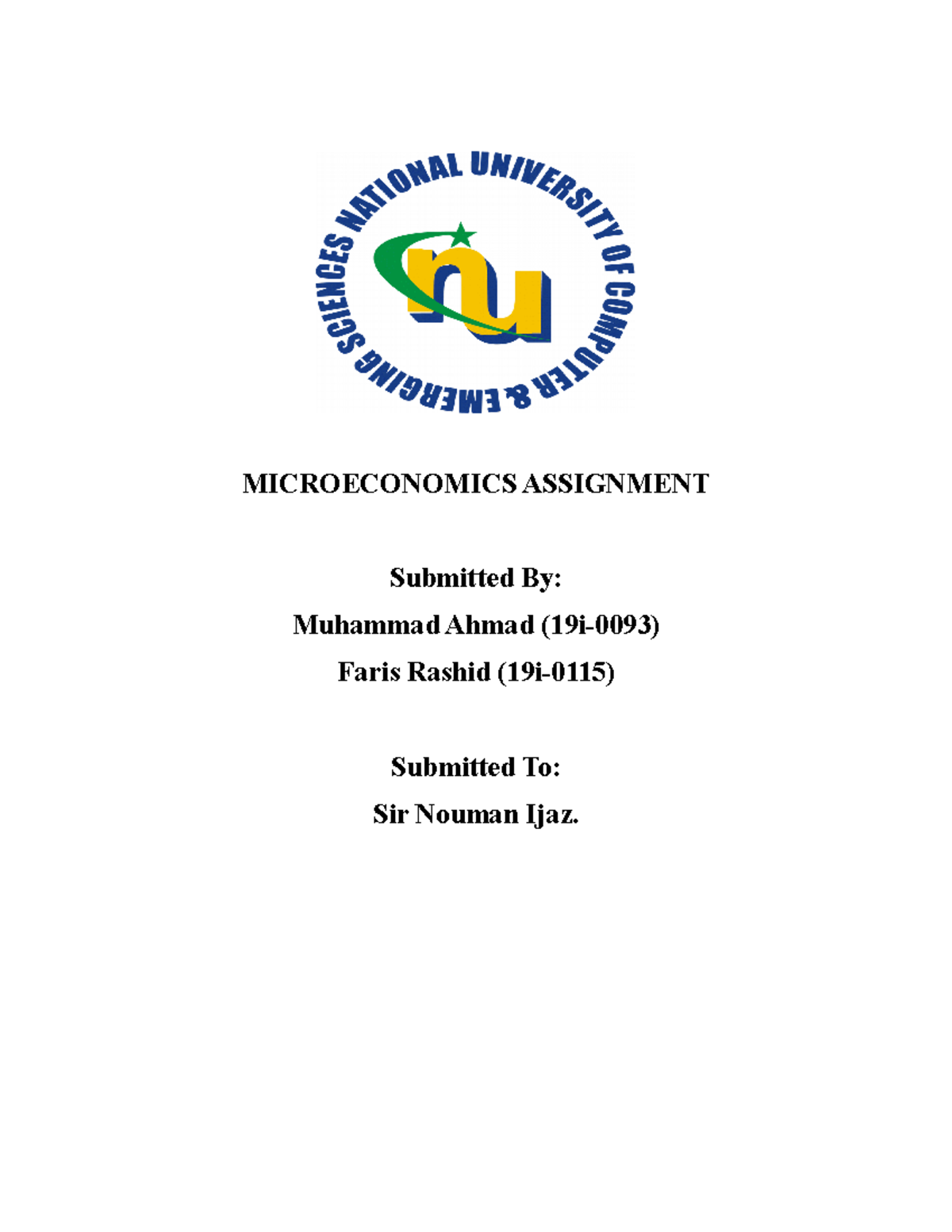 Micro Assignment - MICROECONOMICS ASSIGNMENT Submitted By: Muhammad ...