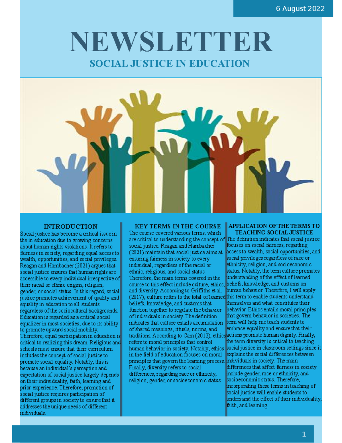 Newsletter - 6 August 2022 NEWSLETTER SOCIAL JUSTICE IN EDUCATION ...