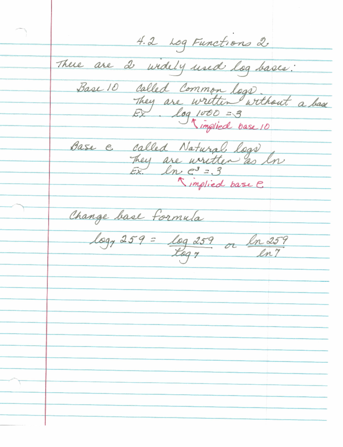 CA 4.2 Log Functions 2 - Notes on how to do the problems along with ...
