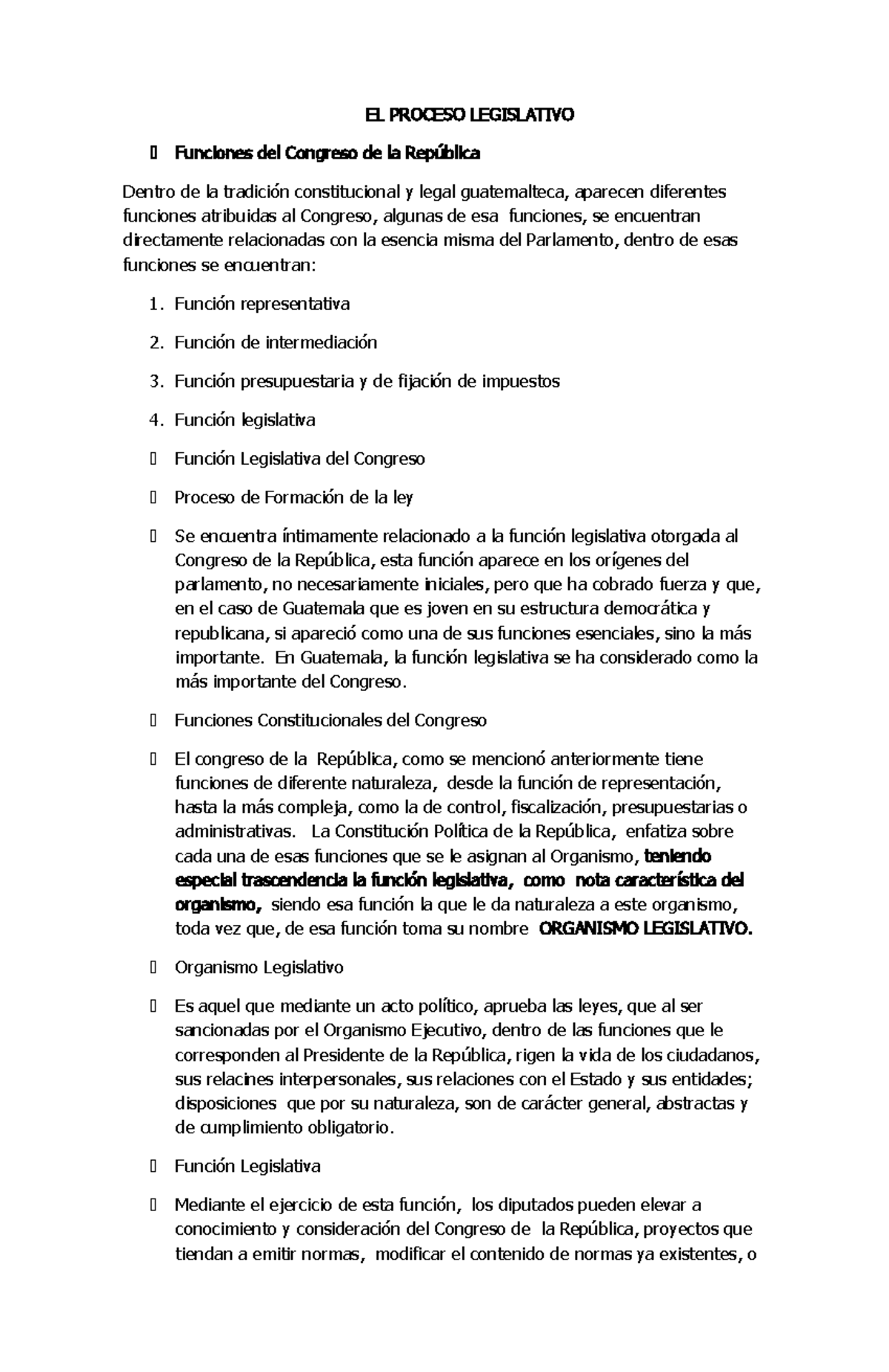 EL Proceso Legislativo - EL PROCESO LEGISLATIVO Funciones Del Congreso ...