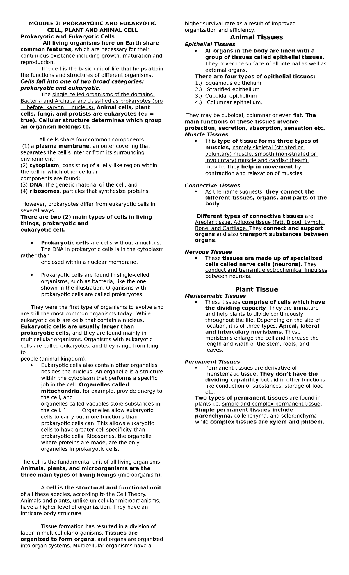 Module 2 ( Biology) - class notes - MODULE 2: PROKARYOTIC AND ...