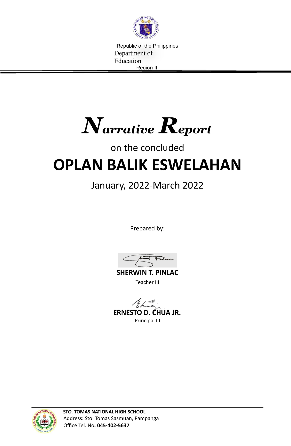 Oplan Balik Eskwela A Narrative Report Republic Of The Philippines Vrogue