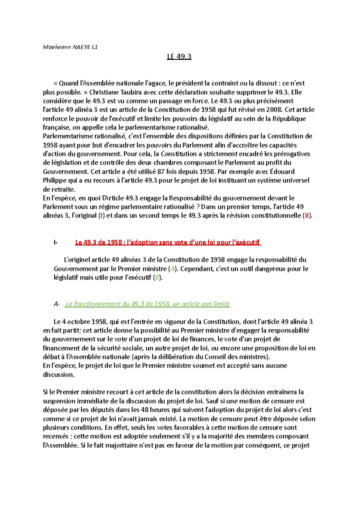 dissertation sur le 49.3