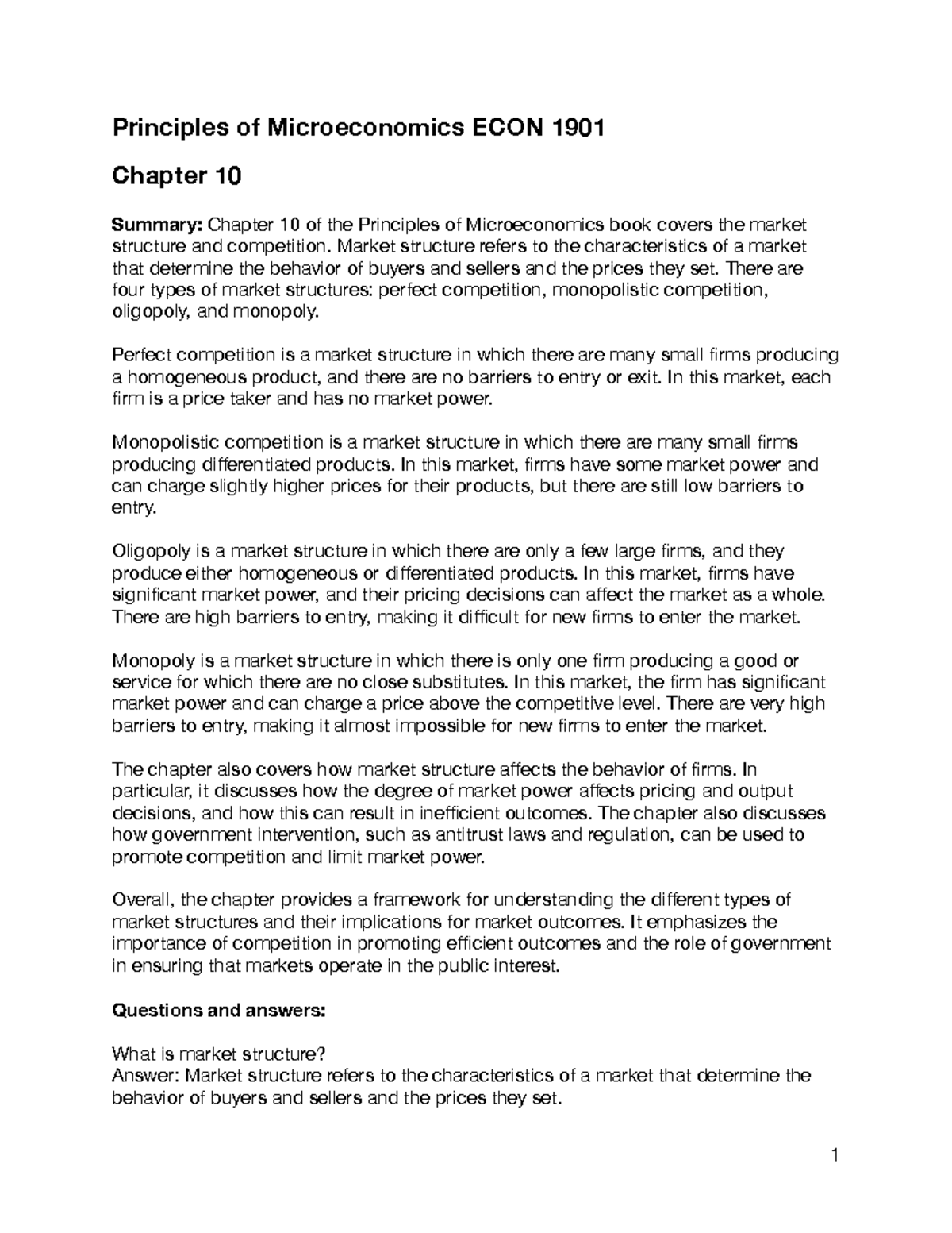 ECON 1901 - Chapter 10 - Principles of Microeconomics ECON 1901 Chapter ...
