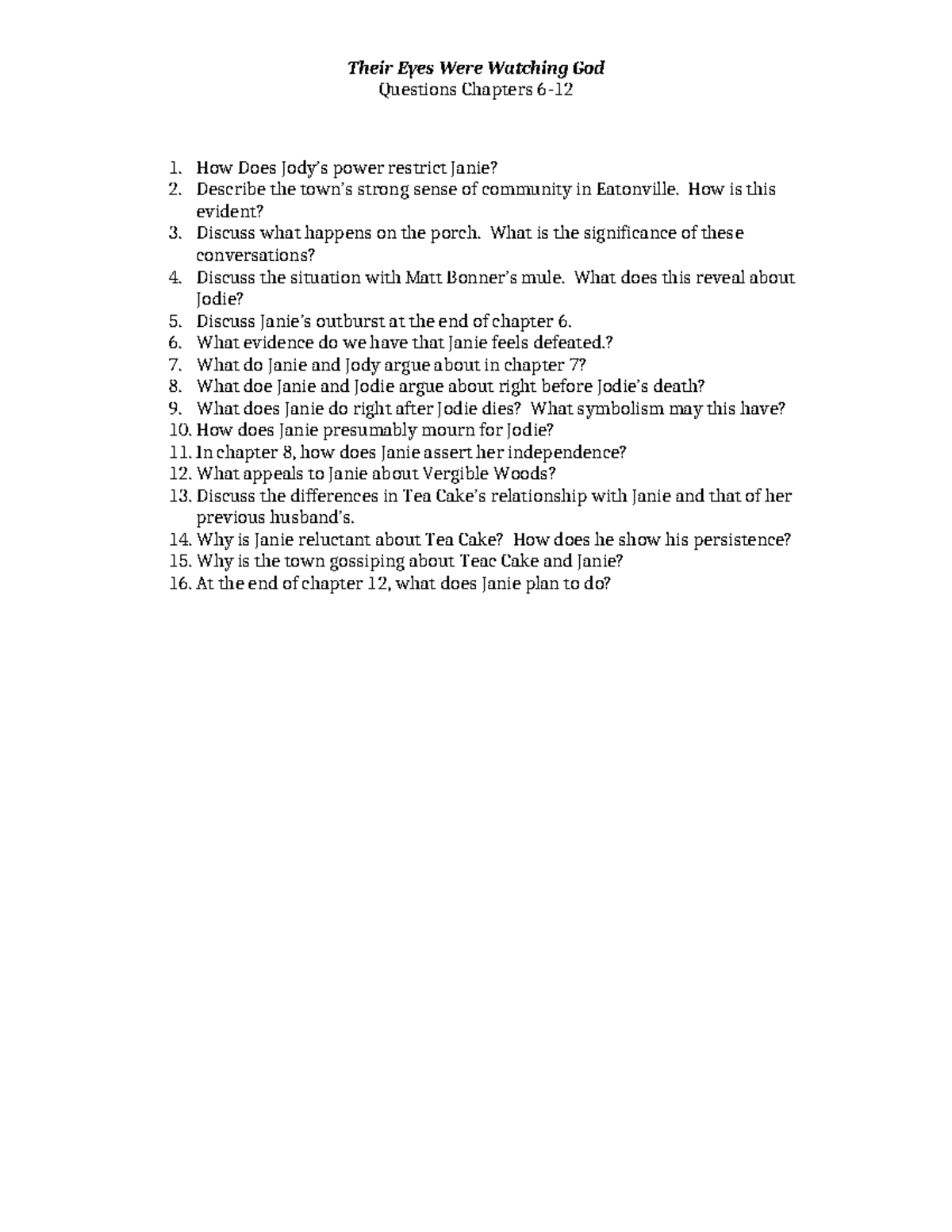 8-12Questions Eyes - n/a - Their Eyes Were Watching God Questions ...