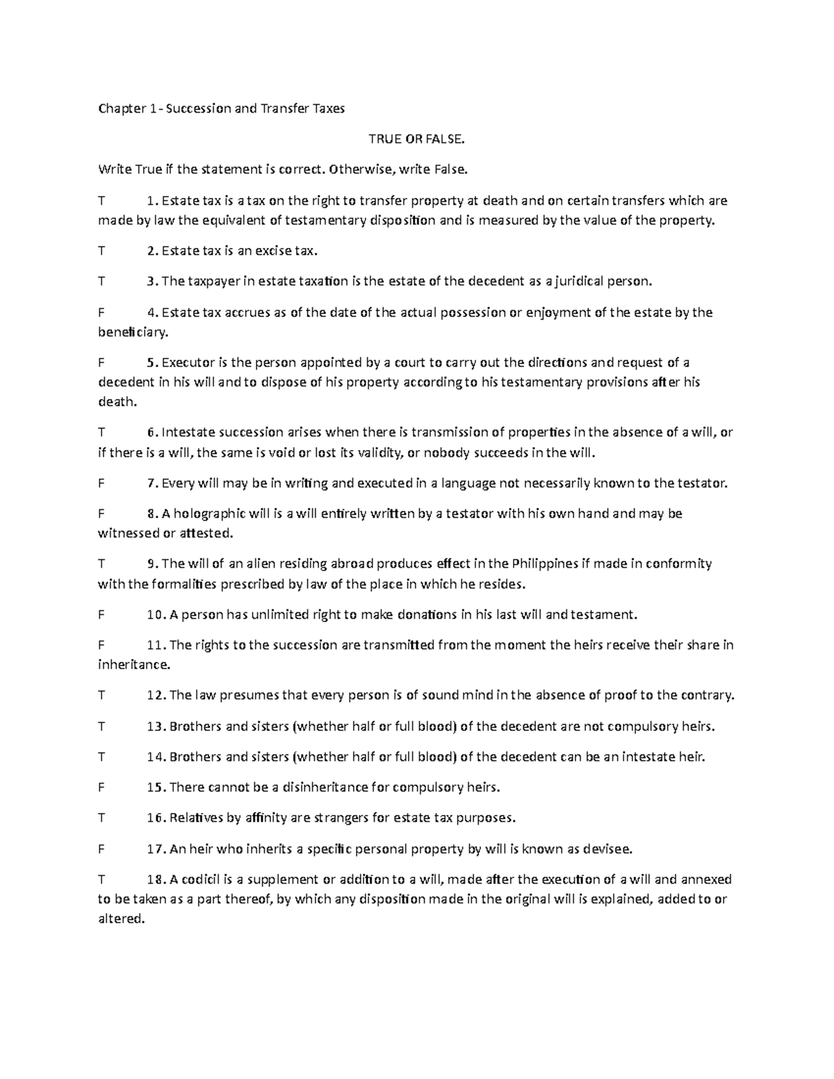 Chapter 1 Succession And Transfer Taxes Part 1 - Chapter 1- Succession ...