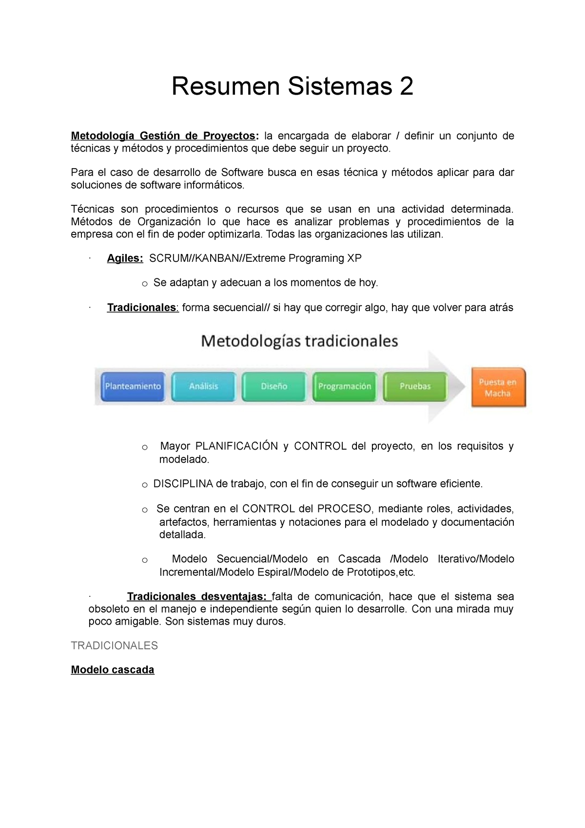 Resumen Sistemas 2 - Resumen Sistemas 2 Metodología Gestión De ...