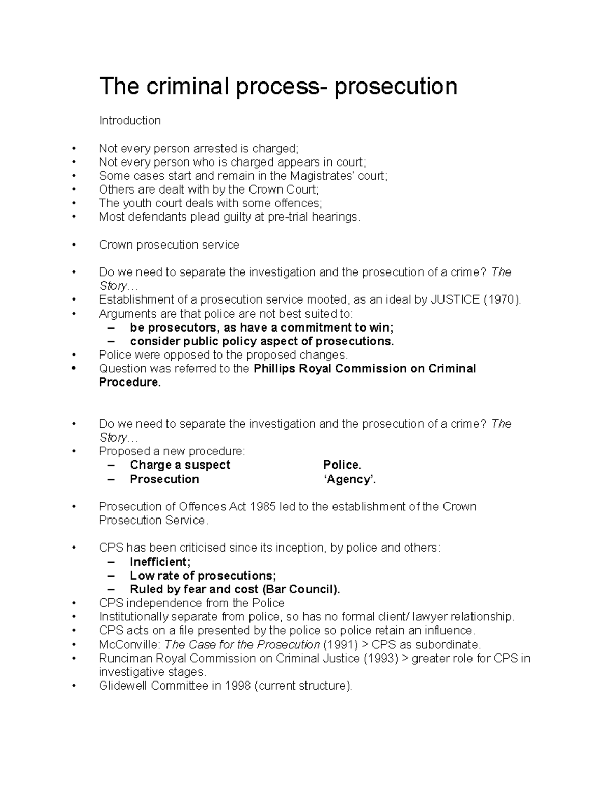 The criminal process part 2 - The criminal process- prosecution ...
