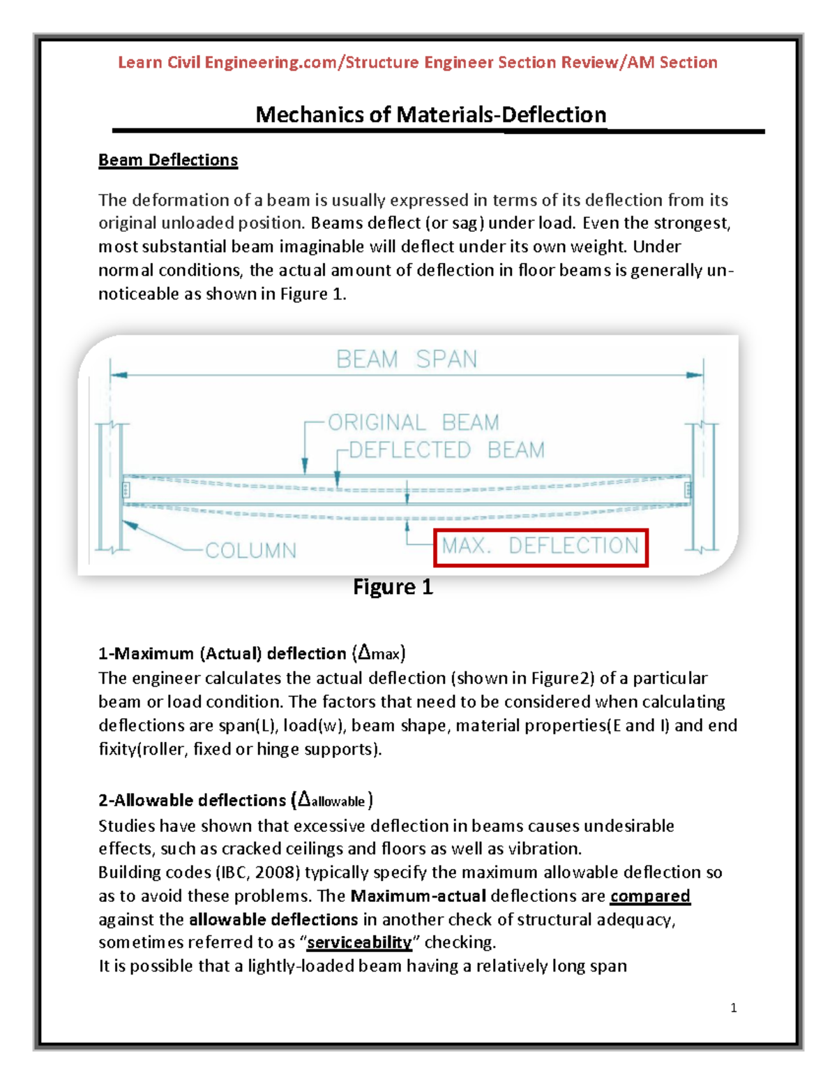 Deflection - Estudio de deflexion - Learn Civil Engineer Section ...