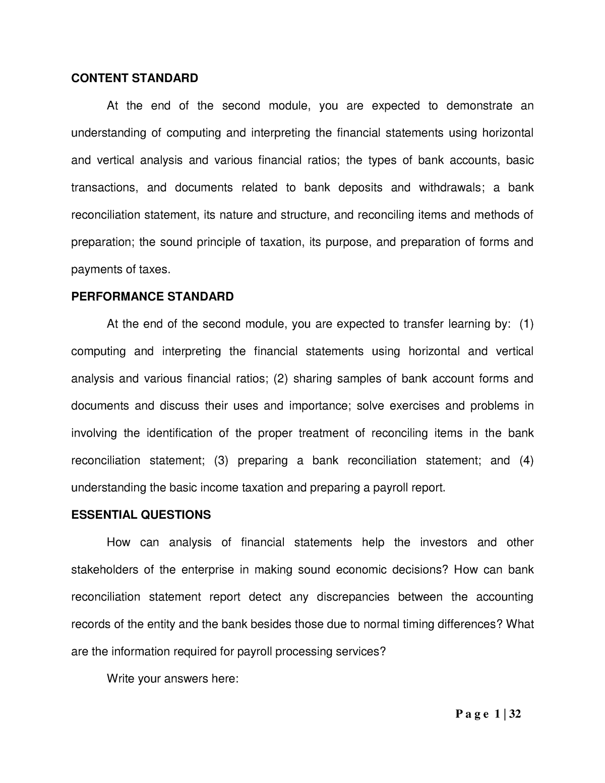 FABM2 Module 2 - Lesson 1 - CONTENT STANDARD At The End Of The Second ...