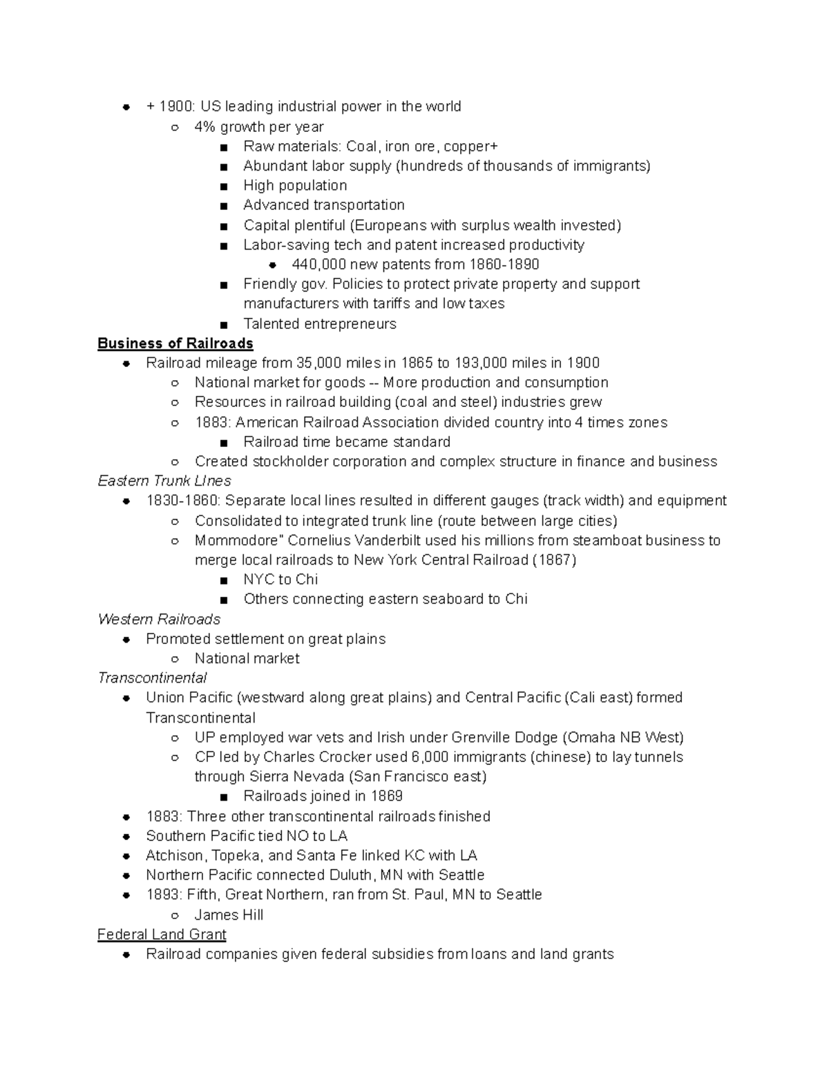 Apush Ch 16 - Comprehensive Notes - + 1900: US Leading Industrial Power ...