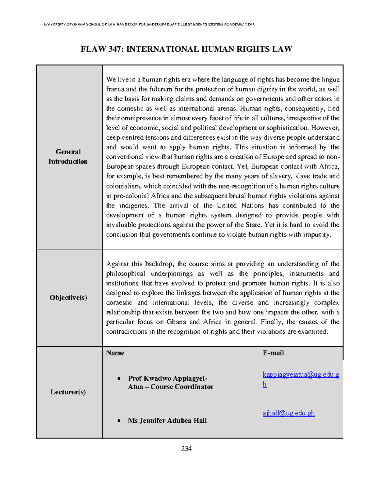 International Human Rights Law II - PFD 300 - FLAW 347: INTERNATIONAL ...